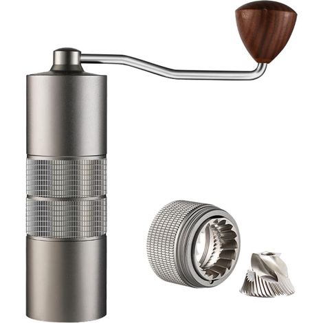 Macinacaffè manuale portatile in acciaio inox, con impostazioni regolabili e doppi cuscinetti. Ideale per casa, ufficio, campeggio e come regalo.