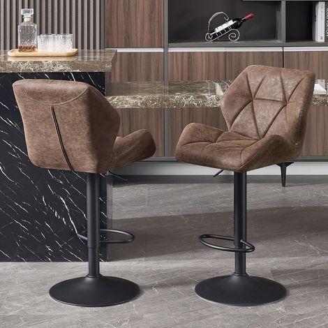 WOLTU 2x Sgabelli da Bar Design con Schienale, Marrone Scuro