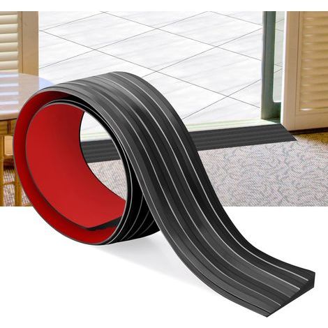 Rampes de seuil de Porte Caoutchouc Autocollant Rampes de Porte pour fauteuils roulants Seuil en Caoutchouc Barre de Transition pour Robots aspirateurs, Scooters (Noir, 5cm X 1cm X1m) (1/5)