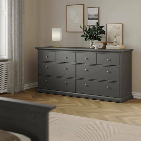 Cassettiera Asiagela, 8 Cassetti, Apertura Scorrevole, 48.5x183.4x86.88h cm Grigio (1/5)