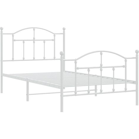 vidaXL Giroletto con Testiera e Pediera Metallo Bianco 100x190 cm (1/4)