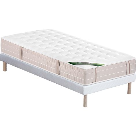 Set 90 x 190 cm rete Imbottito + materasso a molle insacchettate 5 zone memory foam e tessuto anti-cimici del letto sp.24 cm - VIREVO di NATUREA