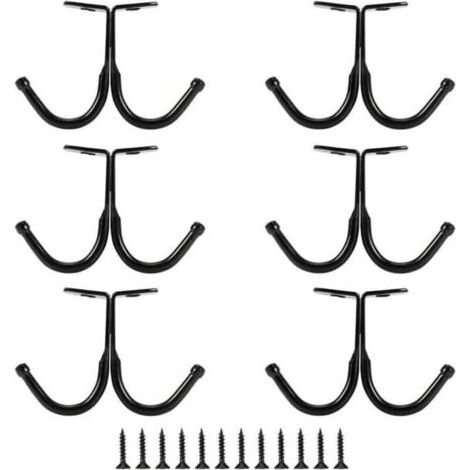 Set mit 6 Doppelhaken und -armen - Garderobenhaken für unter Regale, Handtuchhalter fürs Badezimmer (schwarz) (1/4)