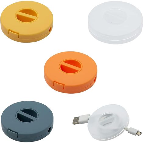 4 PCS Enrouleur de Câble Portable,Organisateur Enrouleur de Câble Portable Matériau robuste et durable,Compact et nomade,Utilisation en 3 étapes simples,Rangement rétractable et ordonné (1/5)