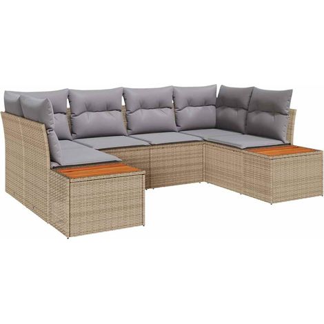 Maison Exclusive - Gartensofa-set mit Kissen 6 pcs Beige Poly-Rat