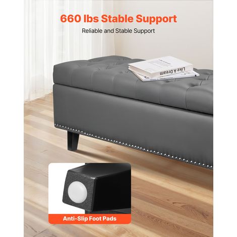 Banc Coffre en Cuir PU 130 - 5 cm Bout de Lit avec Rangement et (1/5)