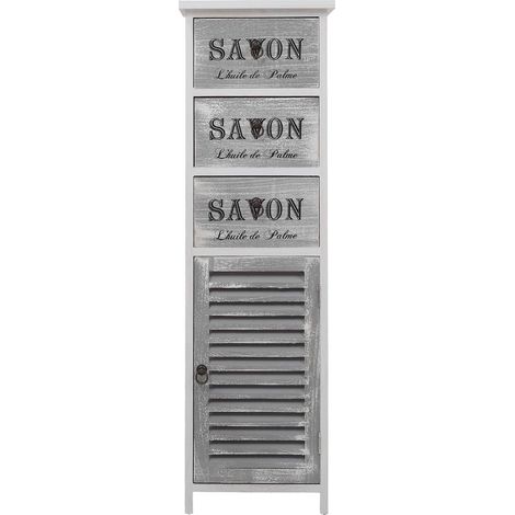 Rebecca Mobili Kommode Schrank Küche Bad Shabby 3 Schubladen Grau 102x32x27 (1/5)