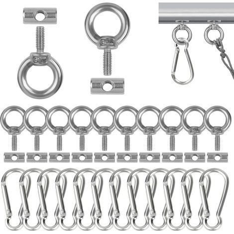 Lot de 12 Arrêts de Rail D'auvent avec Mousquetons, M4 Crochets d'Auvent en Acier Inoxydable, Crochet de Fixation Auvent, kit de Blocage d'extrémités (1/5)