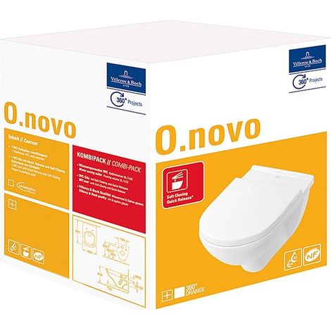 Villeroy & Boch O.novo - Wand-WC Set mit Sitz, 360x560 mm, Combi-Pack, CeramicPlus 5660H1R1 (1/4)