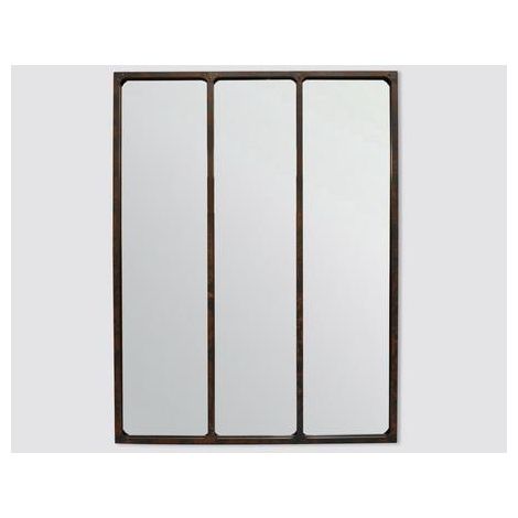 Miroir industriel 3 bandes métal rouillé 90x120cm (1/3)