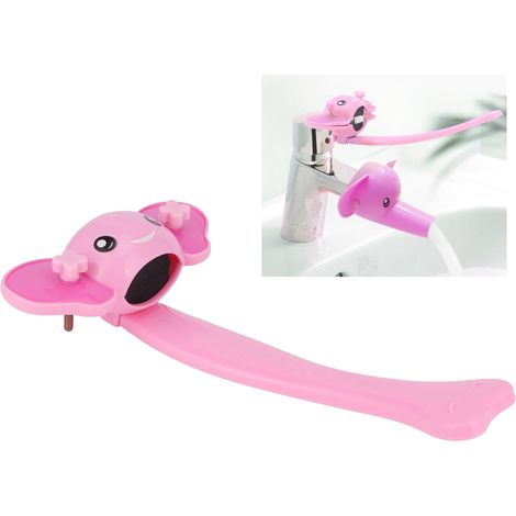 [Wasserhahnverlängerung] [Höhenverstellbar] [BPA-freies PP] Verstellbare Spülbeckenverlängerung mit Griff, Rosa, 20 x 11 cm, für Kinder und Babys