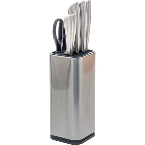 5Five Simply Smart – Coffret de 5 couteaux en acier inoxydable sur support métallique – Ciseaux 20,5 cm inclus – Lames pour coupe précise et durable (1/5)