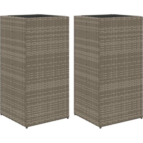 Fioriera rialzata per piante fiori giardino terrazze set da 2 40 x 40 x 80 cm resina intrecciata grigia 020038966