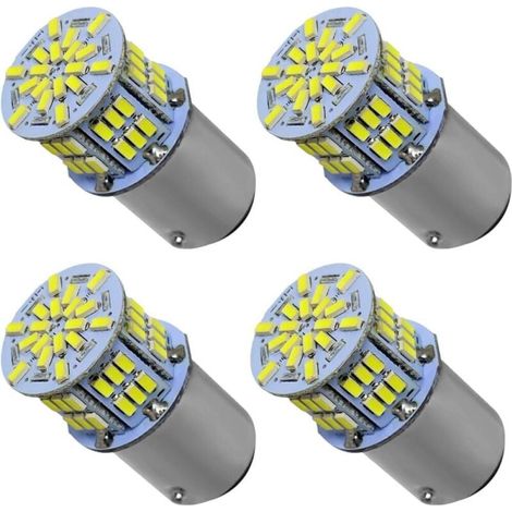 1157 Blanc Ampoules LED, 4 Pcs Blanc 6000-7000K 12V-24V P21/5W 1214LM Ampoules LED pour aux Feux Stop, Clignotants et Feux