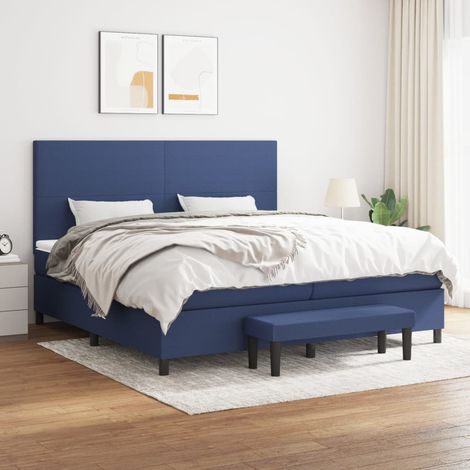 Lit adulte Durable,Lit à sommier Tapissier + Matelas Bleu 200x200 cm Tissu -33653 (1/5)