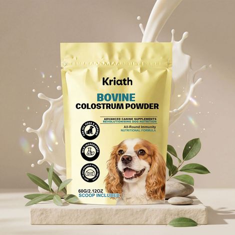 Complément alimentaire à base de colostrum bovin pour chiens : apporte une nutrition équilibrée pour le soin quotidien de la santé de votre chien – 60 g (1/5)
