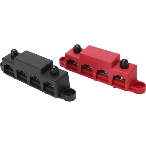 Lot de 2 borniers de distribution électrique à 4 bornes M10 pour camions, camping-cars, bateaux et remorques 12-48 V (1/5)