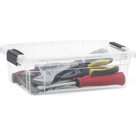Boîte de rangement transparente avec couvercle, bacs en plastique pour organisation, caisses empilables, sans BPA, non toxique, sans odeur, organiseurs pour la maison, le bureau, l'école (1/5)