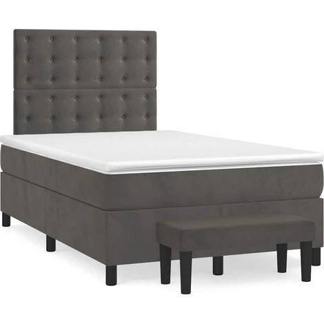 Boxspringbett mit Matratze Dunkelgrau 120x190 cm Samt