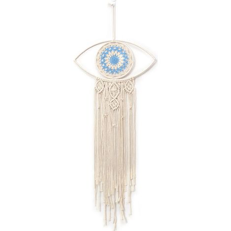 Large Bohemian Dreamcatcher – Handmade wall decoration with evil eye motif, ideal for living room or bedroom