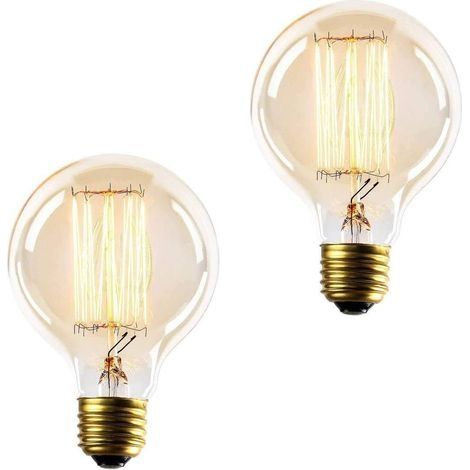Ampoule E27, Ampoules Vintage 40W, Ampoules Ronde Décoratives, Dimmable, ,220V, Paquet de 2 (1/4)