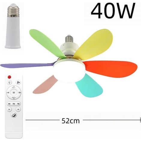 Ventilateur Silencieux avec Douille E27, Design Floral, 40W, 52cm