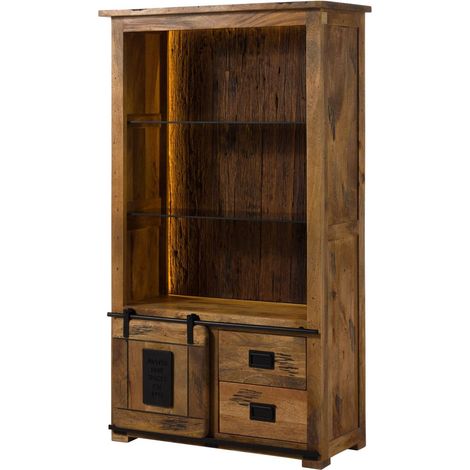 Standregal Mango / Altholz 100x45x175 natur lackiert RAILWAY LUX 165