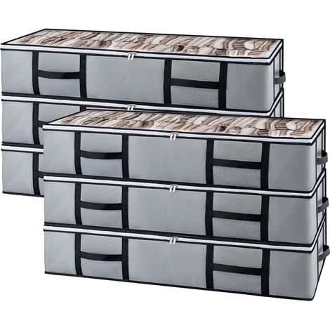 Unterbett Aufbewahrungsbox 90L Bettdecken Organizer 6X90L Grau (1/5)