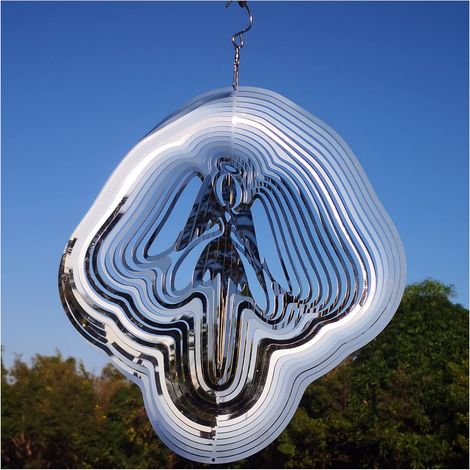 Moulinets à vent réfléchissants en forme d'ange pour décoration de jardin, ornements scintillants et dispositifs répulsifs pour éloigner les oiseaux de la cour, du patio ou de la ferme. (1/5)