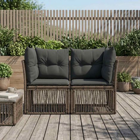 vidaXL Canapé de jardin 2-Nombre de places Gris polyrotin (1/5)