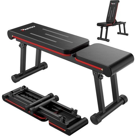 Hantelbank - PASYOU - Klappmodell - 6 Positionen - Tragfähigkeit 300 kg - Schwarz