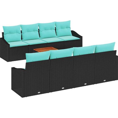 Gartensofa-set 9 stk. Schwarz Poly-Rattan vidaXL (1/5)