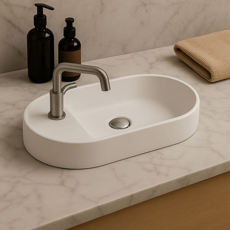 Signature Carmen Sit-On Countertop Basin 380mm Wide 1 Tap Hole - White (1/3)