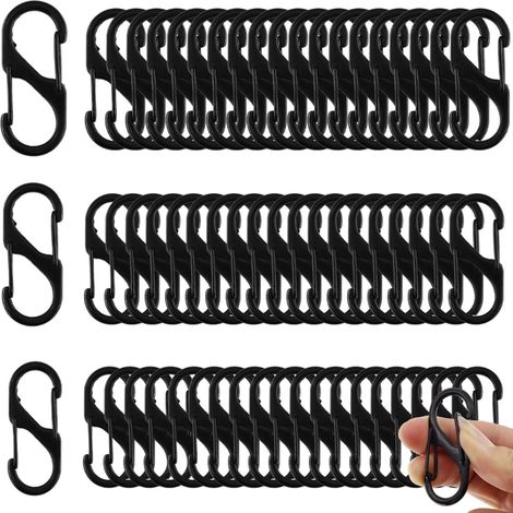 60er-Pack Karabiner, Edelstahl, S-Form, 50 mm, 40 mm, 32 mm, Camping & Wandern (1/5)
