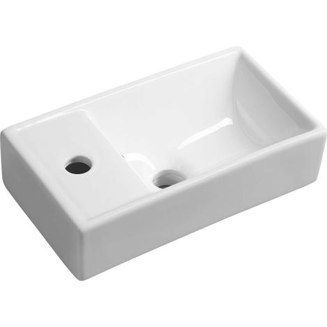 Sapho Small - Handwaschbecken Minos, 40x22 cm, mit Überlauf, Hahnloch links, weiß 4759