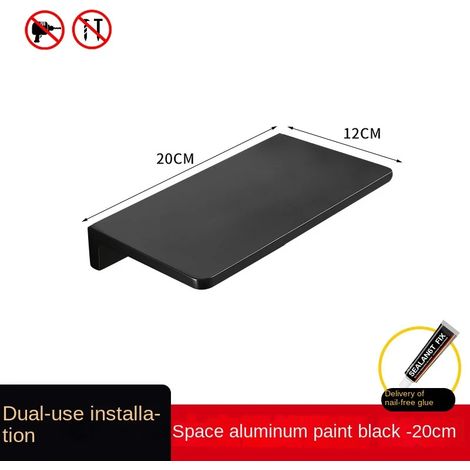 (B1) Étagère de salle de bain de luxe en fil d'acier inoxydable sans perforation, légère et transparente. Support mural pour téléphone portable pour toilettes. (1/5)