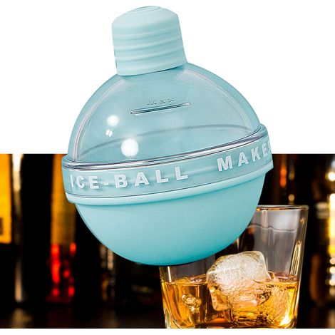 Moule à glaçons sphériques en silicone bleu, démoulage facile, sans substances toxiques et inodore, en forme de bulbe, idéal pour les cocktails. (1/5)