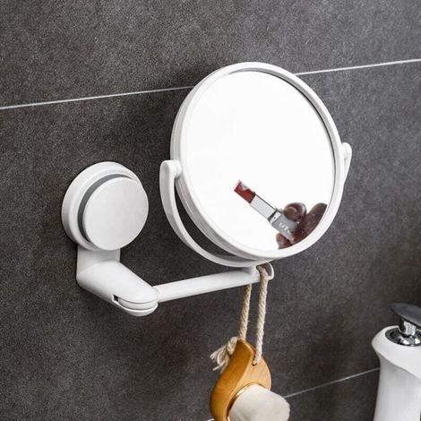 Bathroom Suction Cup Wall Mirror Makeup Mirror 360° Hanging Wall Mirror Double Sided Magnifying Mirror Desk Mirror Tabletop Mirror (1/4)