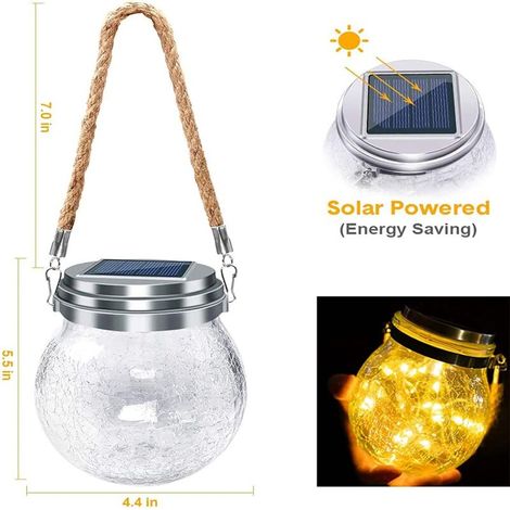 Lanterne solaire – Lot de 2 lampes décoratives solaires suspendues – Blanc chaud – Idéal pour branche d'arbre, tonnelle ou cabane enfant