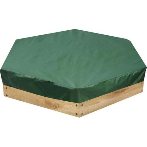 Couverture hexagonale verte pour bac à sable, abri de piscine, fabriquée en tissu Oxford de haute qualité, durable et facile à plier. (1/4)