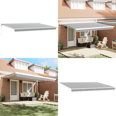 Markise Einziehbar Anthrazit und Weiß 4,5x3 m Stoff & Aluminium - Gartenmarkise - Sonnensegel - Terrassendach - Markisentuch - Outdoor Möbel - Home & Living (1/5)
