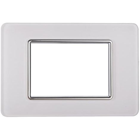 Plaque compatibles Vimar Plana 3 modules verre couleur blanc Ettroit EV84301
