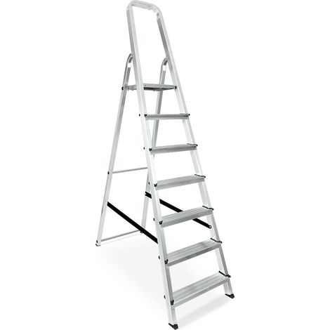BRB Alu-Bügelleiter, 7 Stufen, Standhöhe 1425 mm, Arbeitshöhe bis 3425 mm, Gewicht 5,5 kg (1/3)