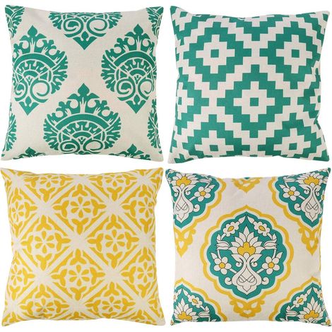 Taie D Oreiller - 45 x 45 cm - Lin Et Coton - Fermeture Eclair Invisible - Pour Coussin 50 x 50 cm - Lot De 4 (1/5)
