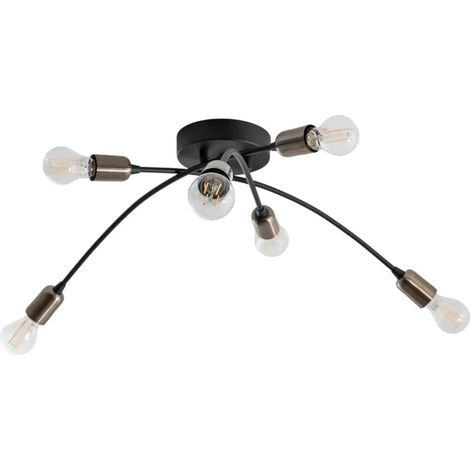 [NEUWERTIG] B-Ware Opviq Deckenleuchte Deckenlampe Banana Schwarz Metall 6 Flammig E27 Led 67 Cm