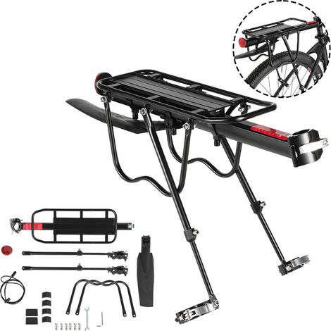 SWANEW Porte Bagage Vélo Porte-bagages Avec Réfléchissant Logo réglable en alliage alu Transporteur Porte Bagages Arrière Capacité de 50 kg