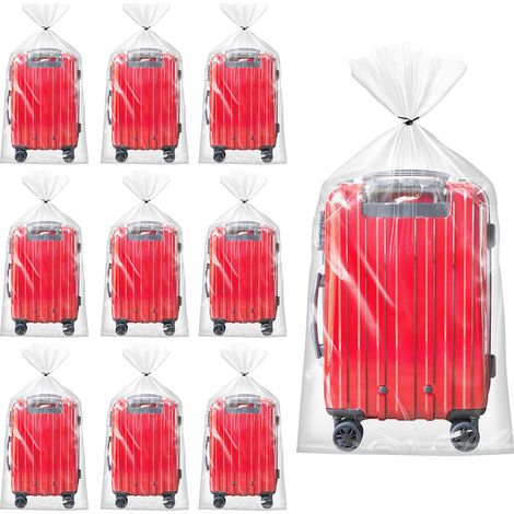 Lot de 10 grands sacs de rangement en plastique transparent - 90 x 120 cm - Avec bandes - Pour le rangement - Réutilisables - Pour valises, meubles, jouets (1/5)