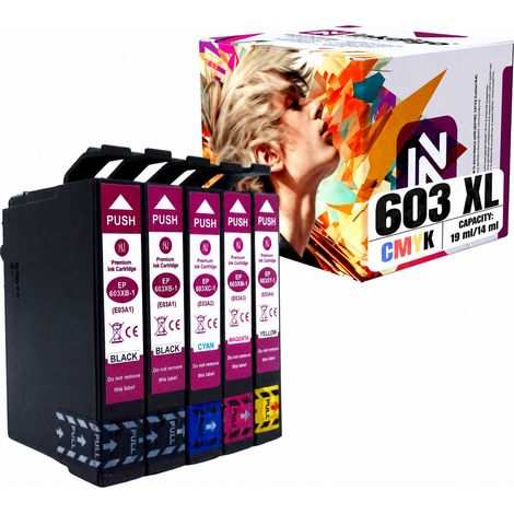 Inchiostro Inkdigo 603XL compatibile con le stampanti Epson WorkForce WF-2870DWF e 2810DWF, certificato TÜV. (1/5)