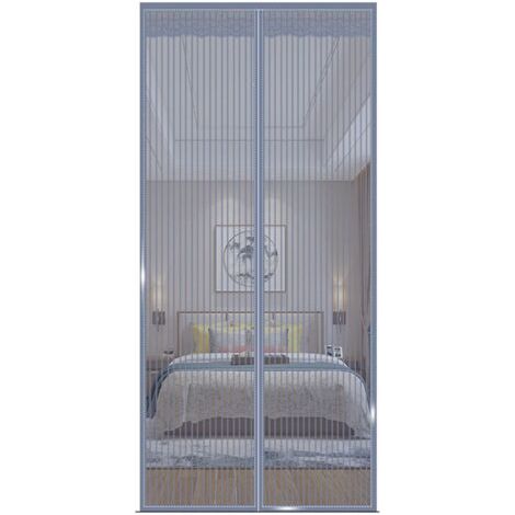 Sollbry Moustiquaires de Portes Rideaux, Plein Cadre Crochet et Boucle Filet en Maille Robuste en Fibre de Verre Porte moustiquaire magnétique Portes moustiquaires avec Aimants (Couleur : Gris, Taille