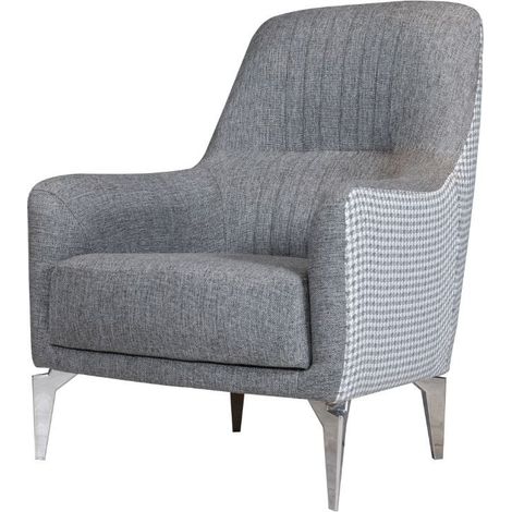 Gepolsterter Sessel aus grauem Stoff - Sarno